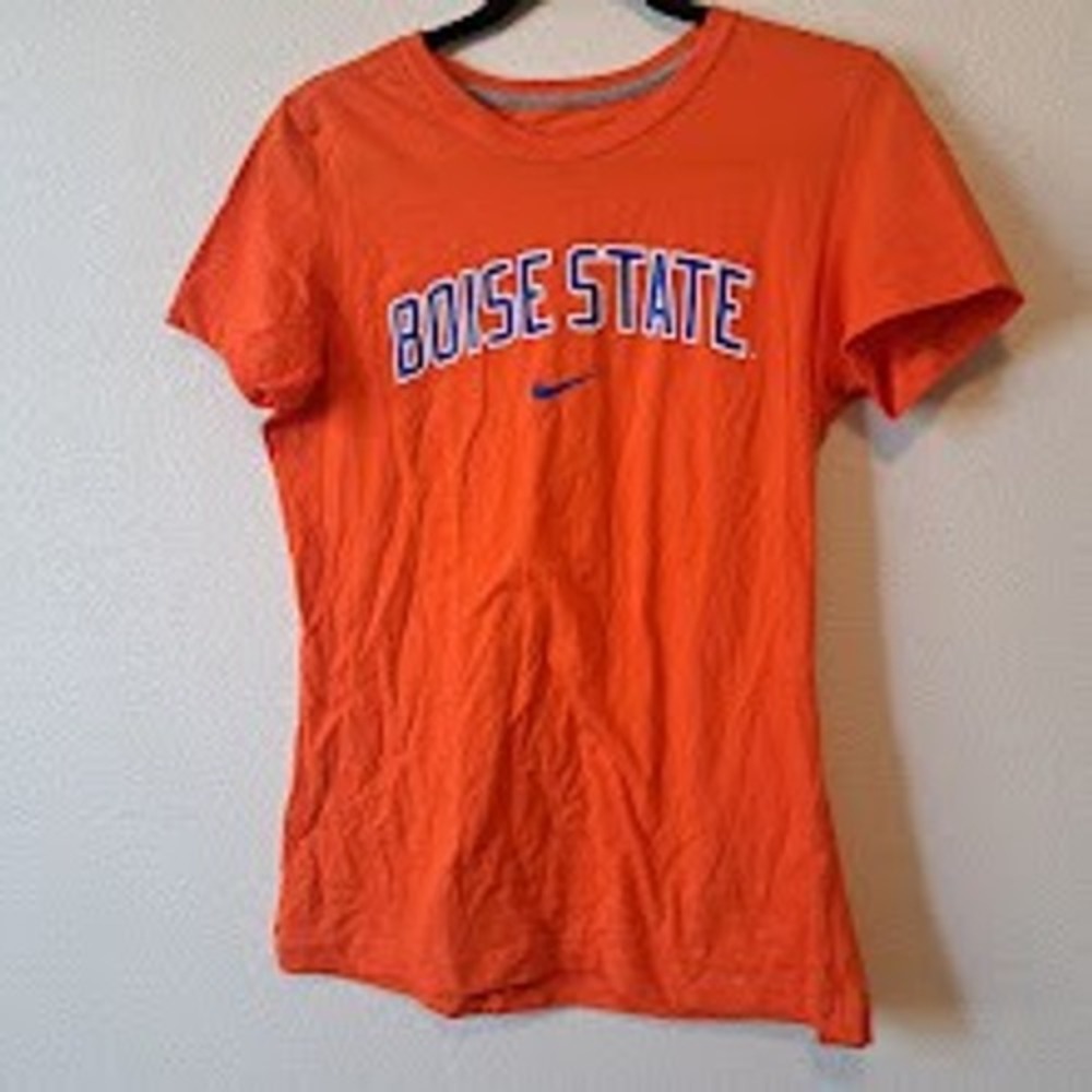 Nike Boise State Broncos Womens Slim Fit Graphic T-Shirt Orange Large NCAA TEE‎